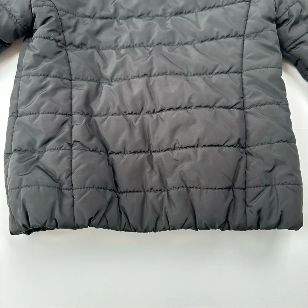 GapKids Unisex Primaloft Black Puffer Jacket Coat Hood SZ S (6-7) Zip Front
